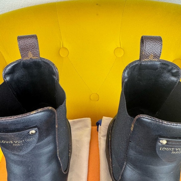 Louis Vuitton Beauborg Ankle Black Boots In Soft Lamb Skin Leather Size 38 - Picture 6 of 16